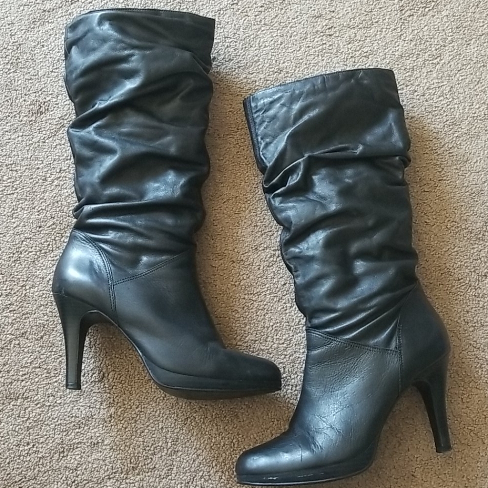 Black Heeled Slouch Boots